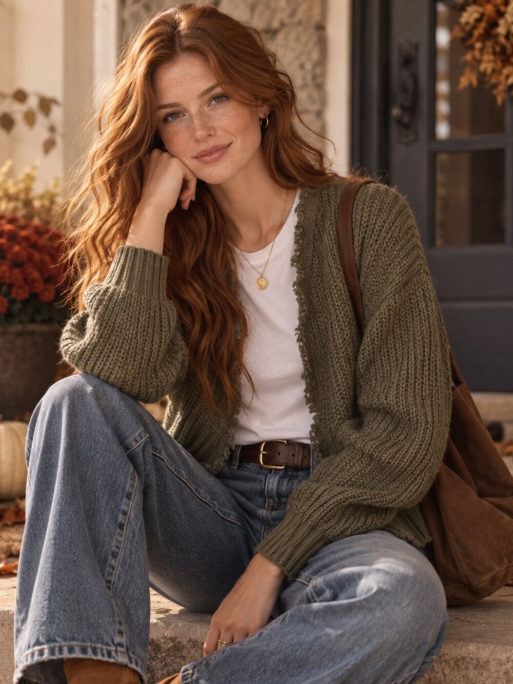 H&M Divided Womens XS Olive Green Cropped Cardigan Open Front Distressed Knit